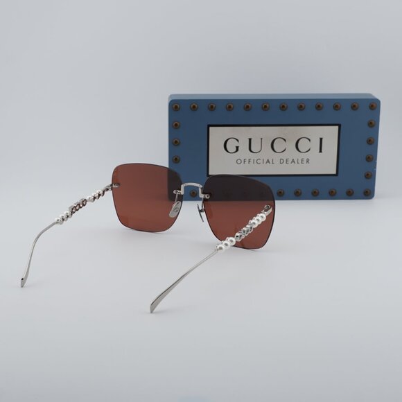 Gucci GG1923SA 002 Square Sunglasses - Silver with Pearl/Brown main image 7